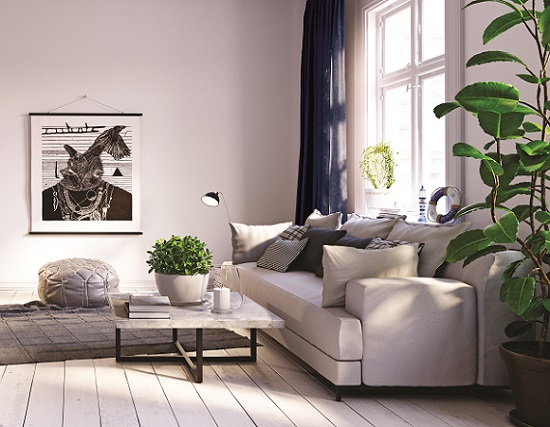 modern  living interior design. 3d rendering concept
